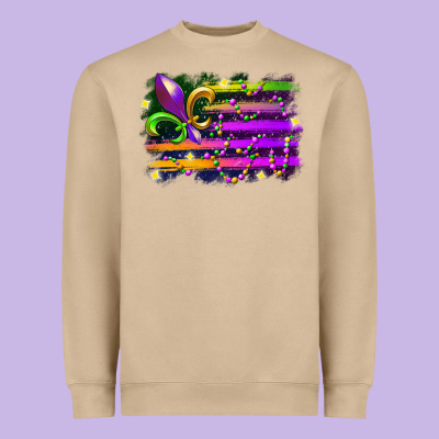 Mardi Gras Flag Heavyweight Sweatshirt Designed By Racoondesign