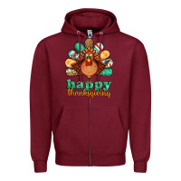 Burgundy happy thanksgiving turkey Zipper Hoodie - Jasminsmagicworld