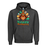 Charcoal Heather happy thanksgiving turkey Zipper Hoodie - Jasminsmagicworld