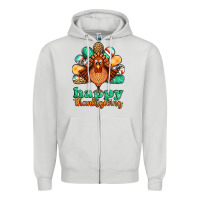 Dove Grey happy thanksgiving turkey Zipper Hoodie - Jasminsmagicworld