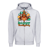 Heather Grey happy thanksgiving turkey Zipper Hoodie - Jasminsmagicworld