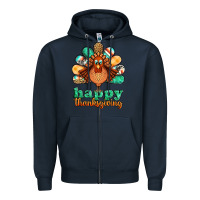 Navy happy thanksgiving turkey Zipper Hoodie - Jasminsmagicworld
