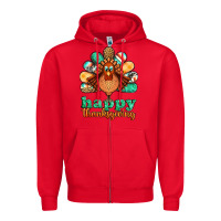 Red happy thanksgiving turkey Zipper Hoodie - Jasminsmagicworld