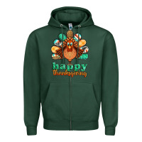 Sports Green happy thanksgiving turkey Zipper Hoodie - Jasminsmagicworld