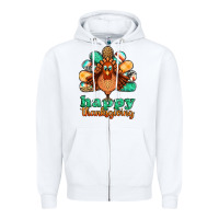 White happy thanksgiving turkey Zipper Hoodie - Jasminsmagicworld