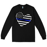 Black american thin blue line flag Long Sleeve Tee - Artiststas