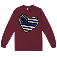 Burgundy american thin blue line flag Long Sleeve Tee - Artiststas