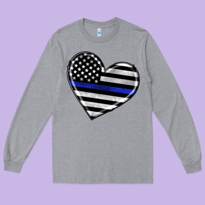 American Thin Blue Line Flag Long Sleeve Tee Designed By Artiststas