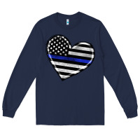 Navy american thin blue line flag Long Sleeve Tee - Artiststas