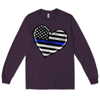 Plum american thin blue line flag Long Sleeve Tee - Artiststas