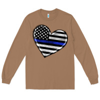 Toasted Coconut american thin blue line flag Long Sleeve Tee - Artiststas