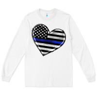 White american thin blue line flag Long Sleeve Tee - Artiststas