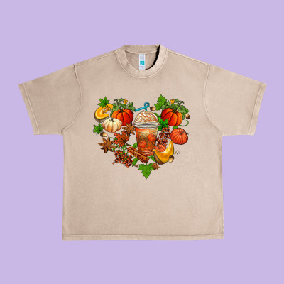 Fall Pumpkin Heart Urban Heavy Tee Designed By Adodesignshop