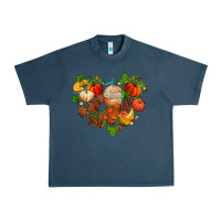 Midnight Navy fall pumpkin heart Urban Heavy Tee - AdoDesignShop