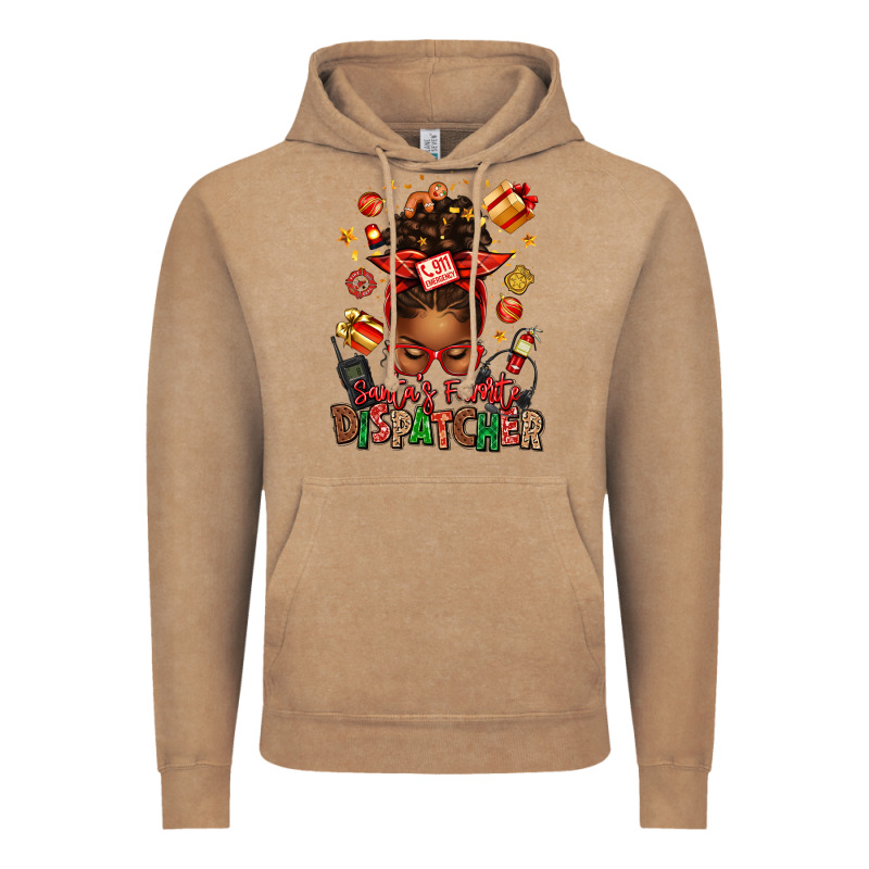 Santa's Favorite Dispatcher Afro Messy Bun Vintage Hoodie by texasbilliewilder | Teevron