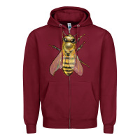 Burgundy Bee Zipper Hoodie - LillyAllenDesigns
