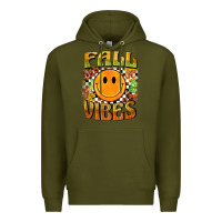 Army Green fall vibes smiley face Premium Hoodie - BarkalooDesign