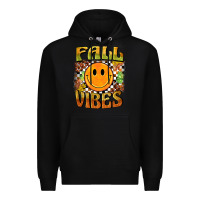 Black fall vibes smiley face Premium Hoodie - BarkalooDesign