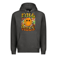 Charcoal Heather fall vibes smiley face Premium Hoodie - BarkalooDesign