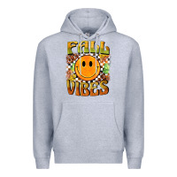 Heather Grey fall vibes smiley face Premium Hoodie - BarkalooDesign