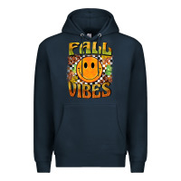Navy fall vibes smiley face Premium Hoodie - BarkalooDesign
