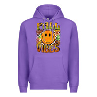 Purple fall vibes smiley face Premium Hoodie - BarkalooDesign