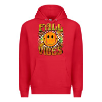 Red fall vibes smiley face Premium Hoodie - BarkalooDesign