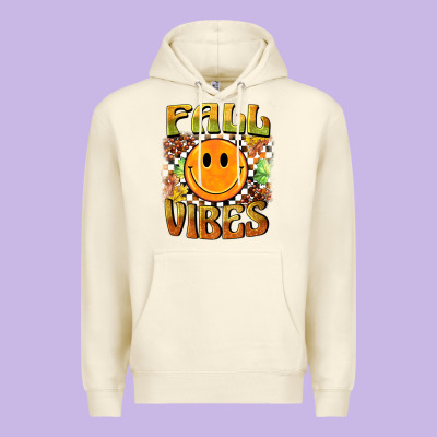 Fall Vibes Smiley Face Premium Hoodie Designed By Barkaloodesign