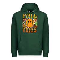 Sports Green fall vibes smiley face Premium Hoodie - BarkalooDesign