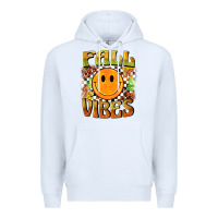 White fall vibes smiley face Premium Hoodie - BarkalooDesign