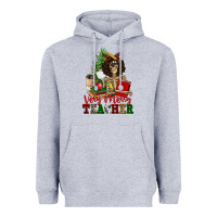 Heather Grey very merry teacher skeleton Heavyweight Hoodie - NancyCooperArtShop