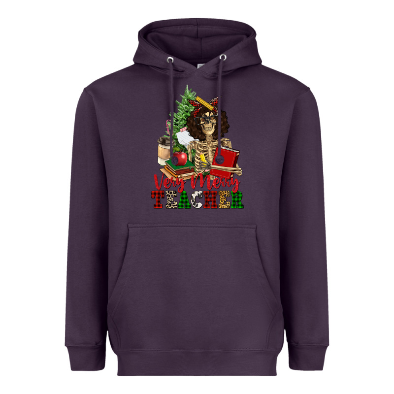 Very Merry Teacher Skeleton Heavyweight Hoodie by NancyCooperArtShop | Teevron