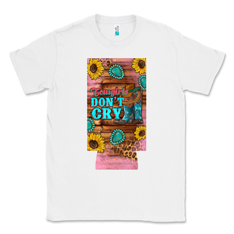 Cowgirls Don't Crty Boots Hat Sunflowers 12 Oz Can Cooler  (slim) Classic Tee by Artiststas | Teevron