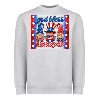 Heather Grey god bless America gnomes Heavyweight Sweatshirt - HRA Design Shop