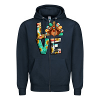 Navy love thanksgiving Zipper Hoodie - Jasminsmagicworld