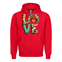 Red love thanksgiving Zipper Hoodie - Jasminsmagicworld