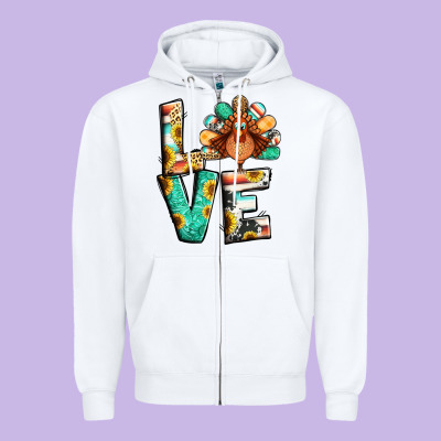 Love Thanksgiving Zipper Hoodie Designed By Jasminsmagicworld
