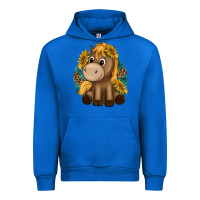 Cobalt cute baby horse amd sunflowers Urban Hoodie - texasbilliewilder