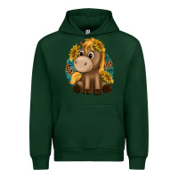 Forest Green cute baby horse amd sunflowers Urban Hoodie - texasbilliewilder
