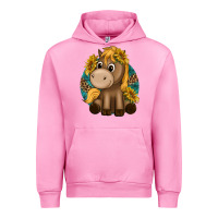Fuchsia Pink cute baby horse amd sunflowers Urban Hoodie - texasbilliewilder