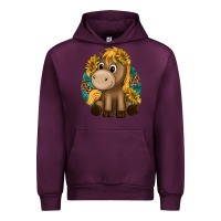 Mauve Wine cute baby horse amd sunflowers Urban Hoodie - texasbilliewilder