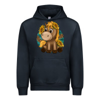 Navy cute baby horse amd sunflowers Urban Hoodie - texasbilliewilder