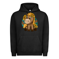 Pigment Black cute baby horse amd sunflowers Urban Hoodie - texasbilliewilder