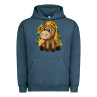 Pigment Midnight Navy cute baby horse amd sunflowers Urban Hoodie - texasbilliewilder