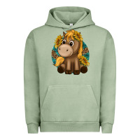 Pigment Oil Green cute baby horse amd sunflowers Urban Hoodie - texasbilliewilder