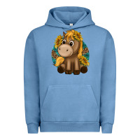 Pigment Pebble Blue cute baby horse amd sunflowers Urban Hoodie - texasbilliewilder