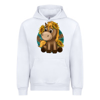 White cute baby horse amd sunflowers Urban Hoodie - texasbilliewilder