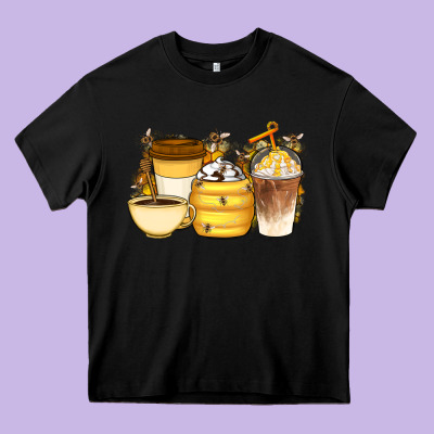 Bee Honey Coffee Cups Heavy Core Tee Designed By Artiststas
