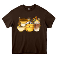 Chocolate Brown Bee Honey Coffee Cups Heavy Core Tee - Artiststas
