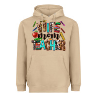 Wife Mom Teacher Heavyweight Hoodie | Teevron